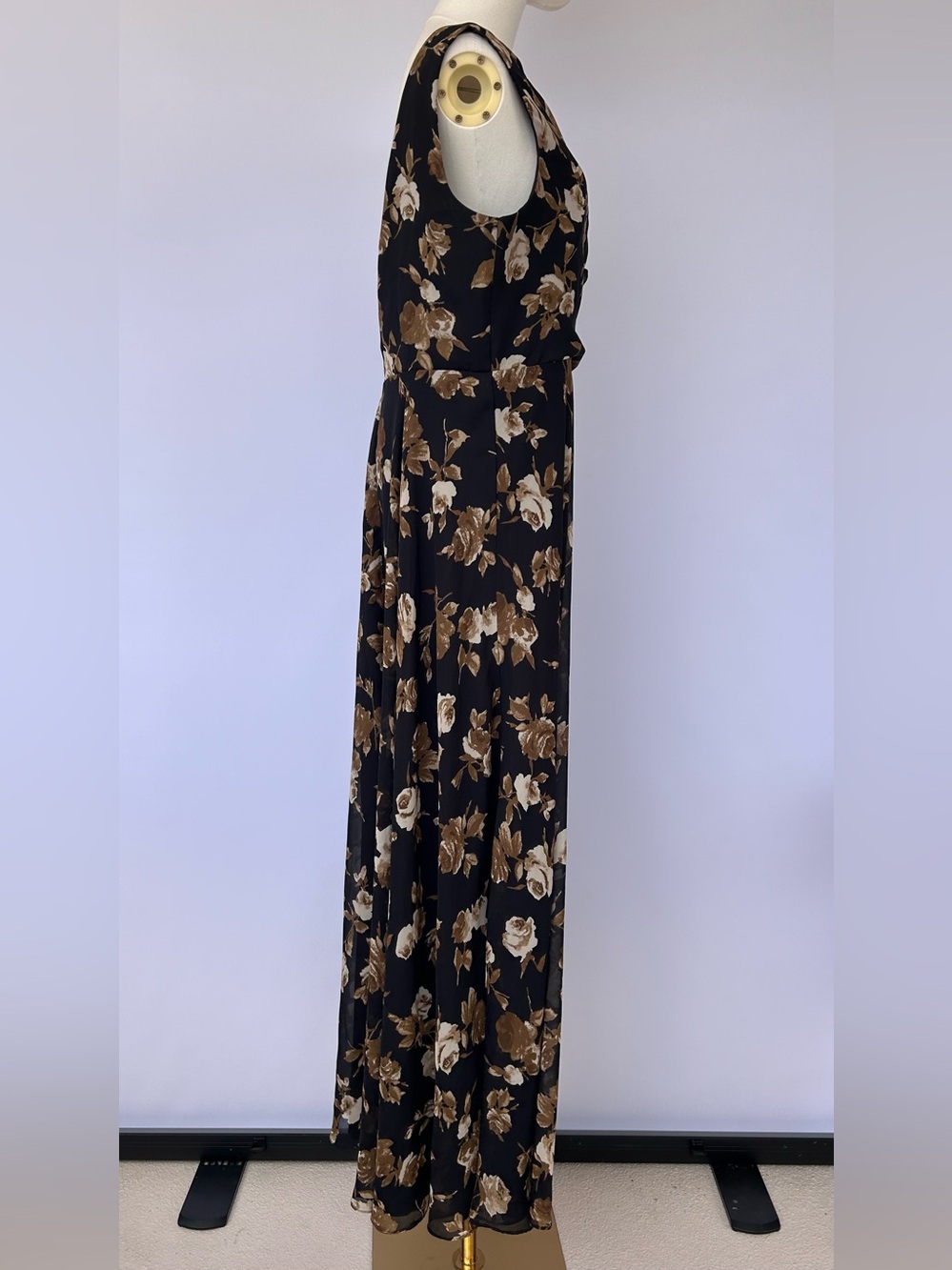 Lulus Women’s One-Shoulder Maxi Dress Neutral Floral Print Front Slit Size XL - Picture 3 of 10